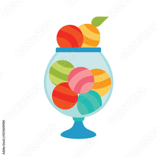 Colorful Fruit Spheres in Elegant Glass Bowl A Delightful Summer Treat