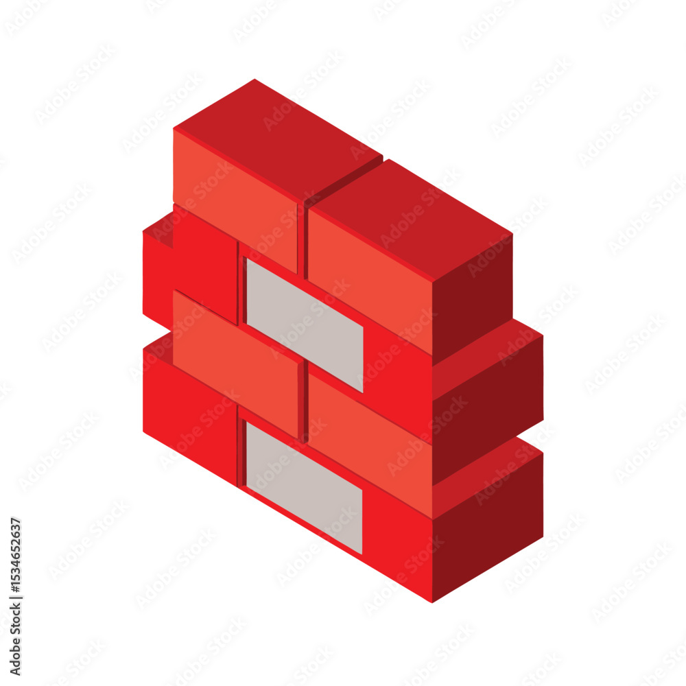 Fototapeta premium Isometric Red Brick Wall Structure Construction, Design, and Architecture
