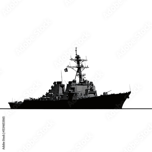 Arleigh Burke-class Destroyer Silhouette Naval