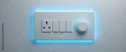 Smart Home Switches and Sockets Under Futuristic Light - Mockup