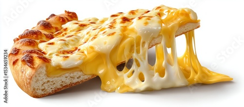 Stretchy Cheese Melting from an Isolated Slice of Delicious Pizza