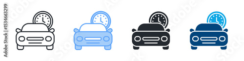 Taxi Icon Set Multiple Style. Design In Outline, Blue, Glyph, Dualtone