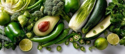 Fresh Green Vegetables Arrangement for Vibrant Culinary Tapestry