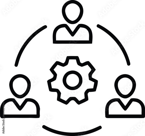 Team work set of web icons in line style. Teamwork and business cooperation icons for web and mobile app. Partnership, synergy, interaction, management, collaboration, meeting, workplace and mor