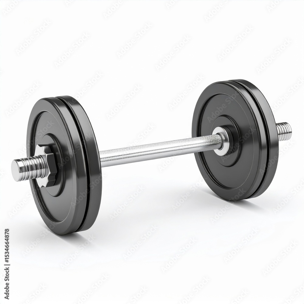 Obraz premium Black Metal Dumbbell on White Background
