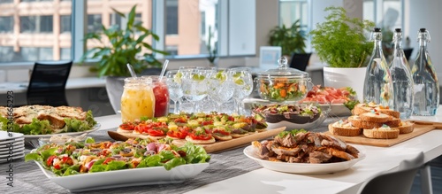 Office Feast: Vibrant Food and Refreshing Drinks for Gatherings