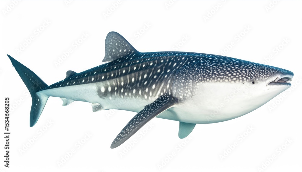 Obraz premium Whale Shark Underwater: A majestic whale shark gracefully swims through clear, turquoise waters. Its massive, spotted body and calm demeanor creates a tranquil underwater scene of this gentle giant.