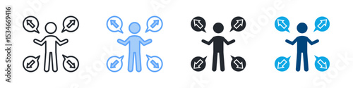 Expression Icon Set Multiple Style. Design In Outline, Blue, Glyph, Dualtone