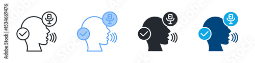 Voice Icon Set Multiple Style. Design In Outline, Blue, Glyph, Dualtone