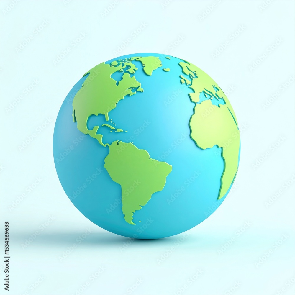 Fototapeta premium Pastel Blue and Green 3D Earth Globe Model