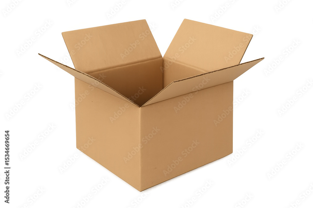 Open and empty cardboard box isolated on a transparent background, providing a versatile option for shipping and storage needs Open and empty cardboard box isolated on a transparent background, providing a versatile option for shipping and storage needs