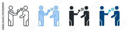 Reporter Icon Set Multiple Style. Design In Outline, Blue, Glyph, Dualtone