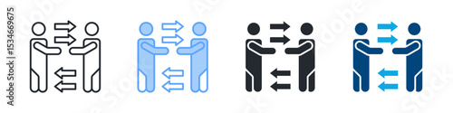 Persuasion Icon Set Multiple Style. Design In Outline, Blue, Glyph, Dualtone