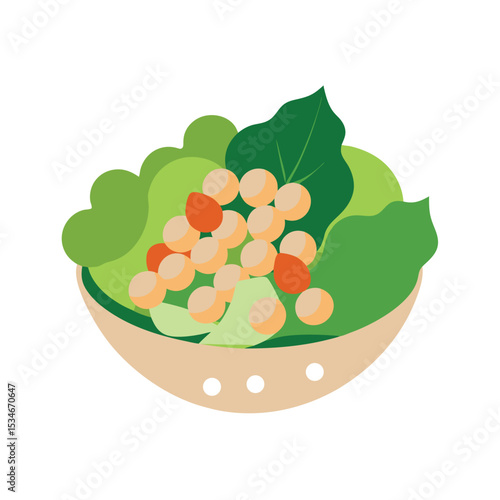 Healthy Vegan Salad Soybean and Lettuce Bowl Recipe