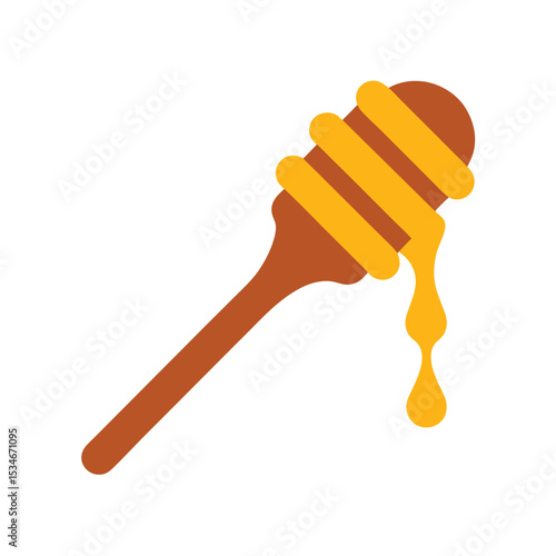 Sweet Honey Dipper Delicious Golden Honey Dripping from Wooden Dipper