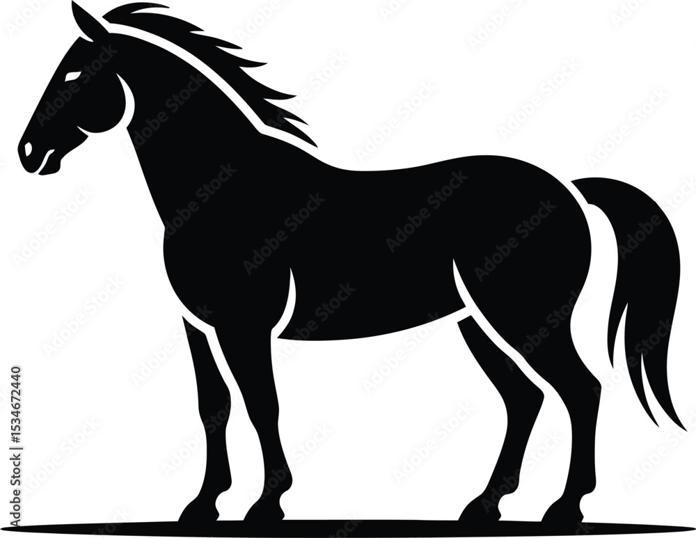 Obraz premium Standing Horse Black Silhouette Vector