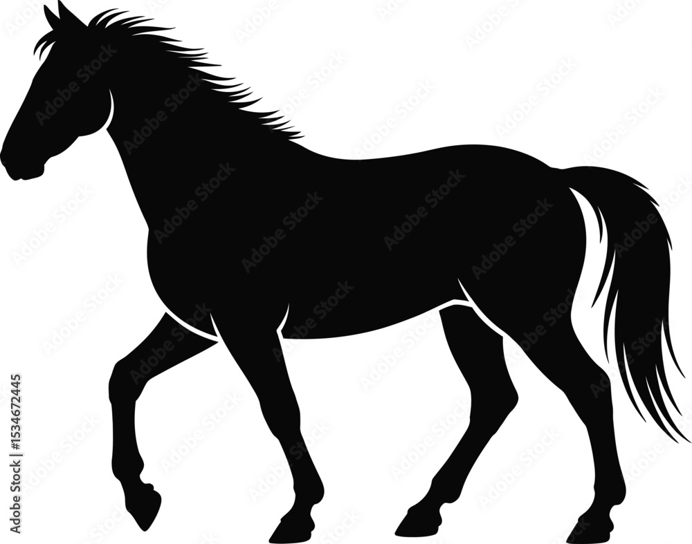 Obraz premium Walking Horse Black Silhouette Vector
