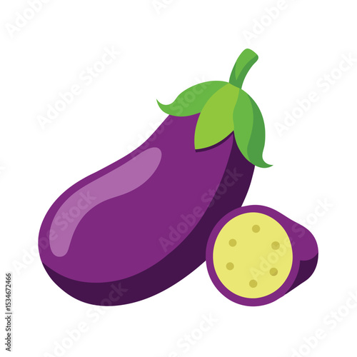 Vibrant Eggplant Aubergine Illustration, Fresh Vegetable, Purple Produce