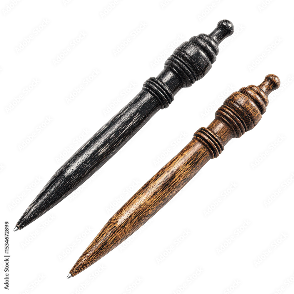 Fototapeta premium Two Elegant Wooden Pens, Black and Brown,