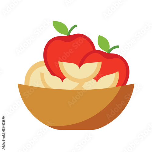 Delicious Apples in a Wooden Bowl A Simple Illustration of Fresh Fruit