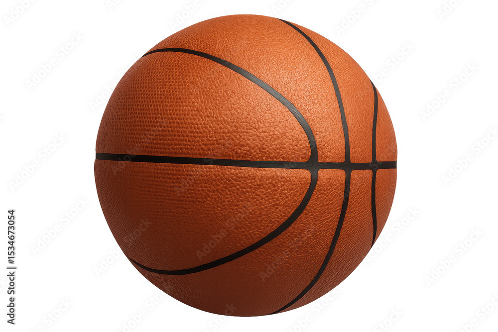 Fototapeta premium Classic orange basketball ball rotating on transparent background with alpha channel, perfect for sports-themed projects
