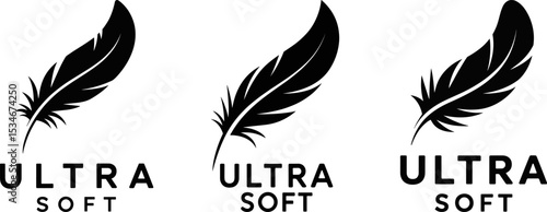 Ultra Soft Feather Logo Vector – Minimalist Black Feather Symbol for Gentle, Comfort, Textile, and Product Branding

