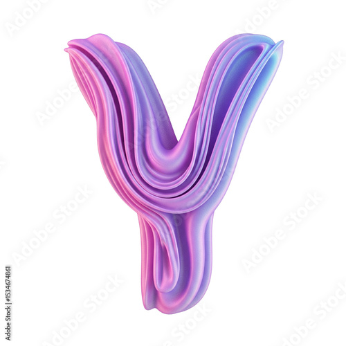 Abstract Wavy Gradient Letter Y Isolated Transparent Background