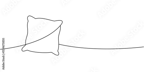 Sofa pillow one line continuous drawing. Orthopedic pillow. Vector illustration.