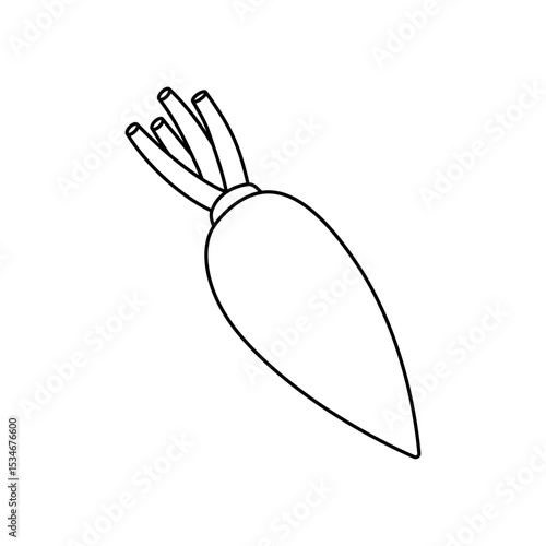 Radish outline symbol. Fresh organic vegetable. Natural vegetarian food. Healthy eating. Vector illustration