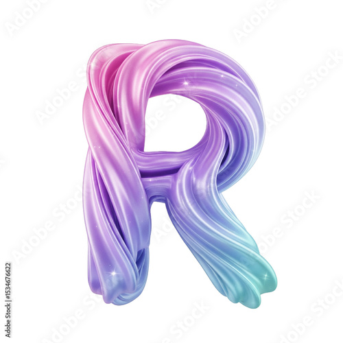 Abstract Wavy Gradient Letter R Isolated Transparent Background