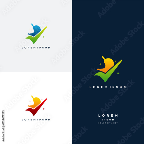 Stomach logo inspiration, Stomach Check logo designs vector