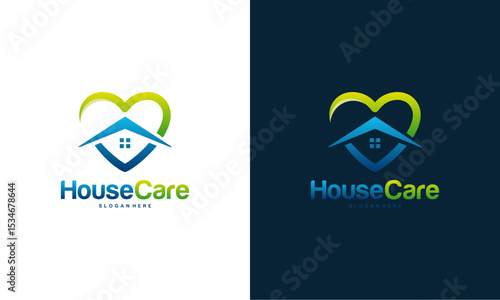 House Care logo designs concept vector, Home and love logo template