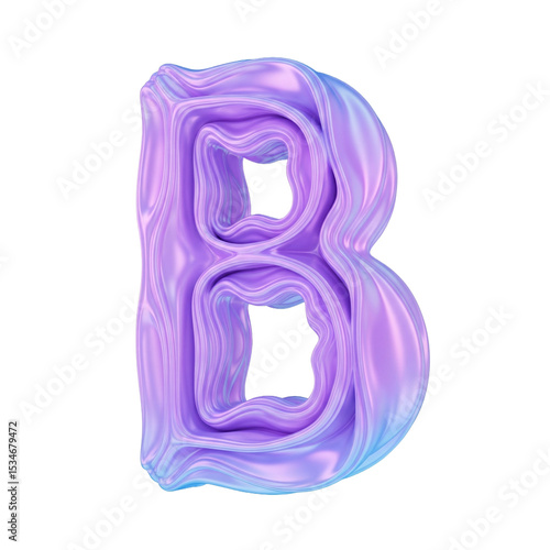 Abstract Wavy Gradient Letter B Isolated Transparent Background