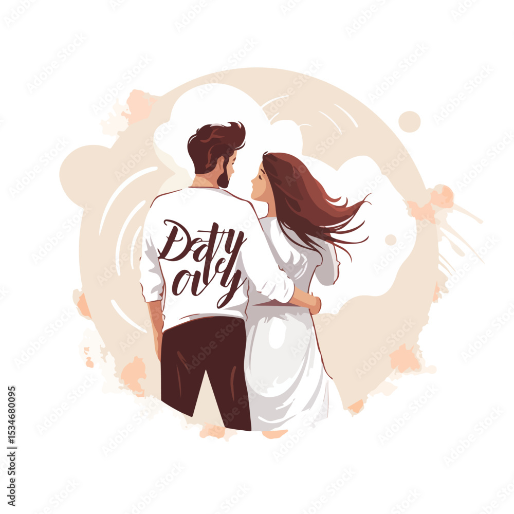 Youth Day Lettering with Couple Vector Illustration for Celebrating Young Generation Youth Day Lettering with Couple Vector Illustration for Celebrating Young Generation