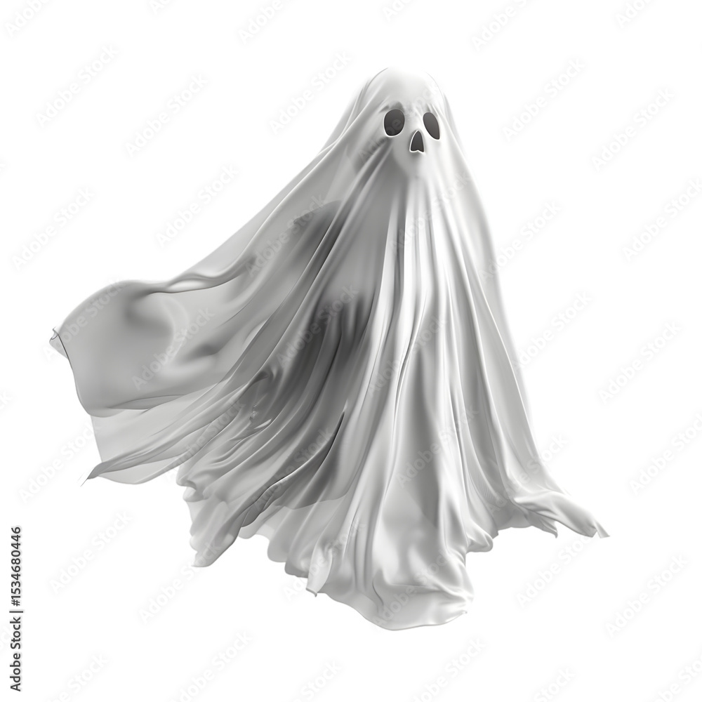 White ghost sheet on black background White ghost sheet on black background
