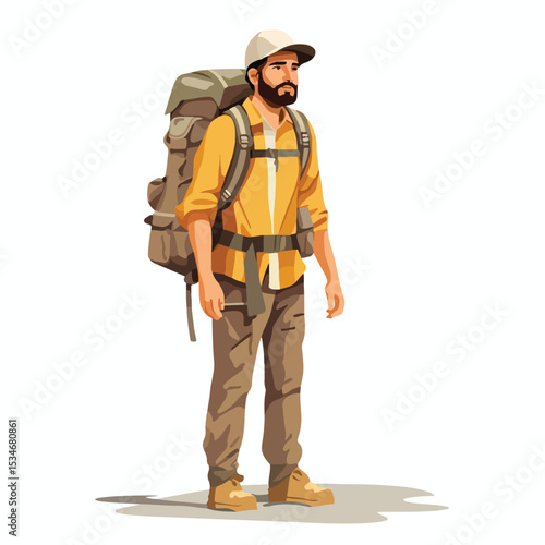 Professional Young Traveler Standing Guy Character Vector Illustration