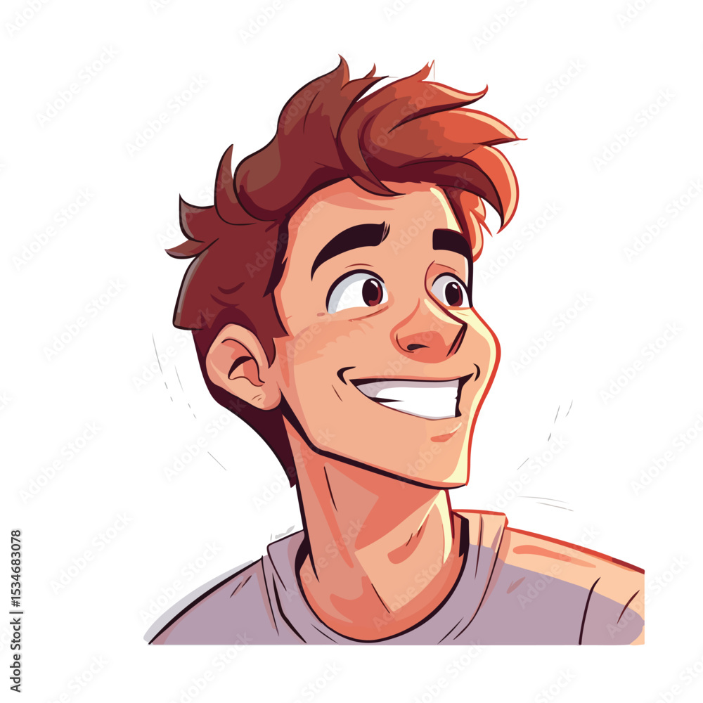 Obraz premium Cartoon Portrait of a Young and Funny Guy for Profile Picture Usage