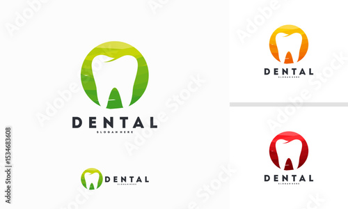 Abstract Circle Dental logo designs concept vector, Dentist logo template