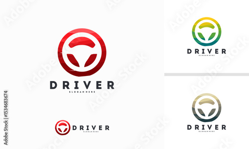 Abstract Circle Steering logo designs vector, Driver logo template
