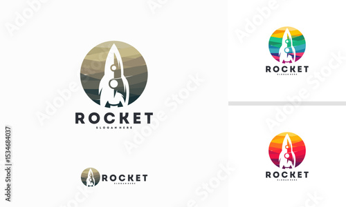 Abstract Circle Rocket logo designs concept