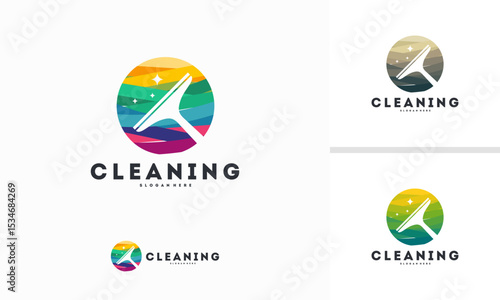 Abstract Circle Cleaning logo designs concept vector, Cleaning service symbol
