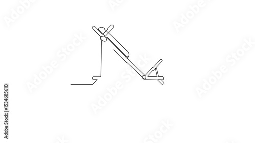 Animated self drawing of a Hack Squat tools for gymnastics at fitness center vector illustration. Gymnastic tools type in simple linear style vector concept. Suitable for educational purpose.