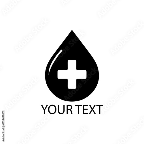 Vector Logo of Water Droplet with Plus Symbol — Hydration and Liquid Health Supplement Concept Isolated on White Background
