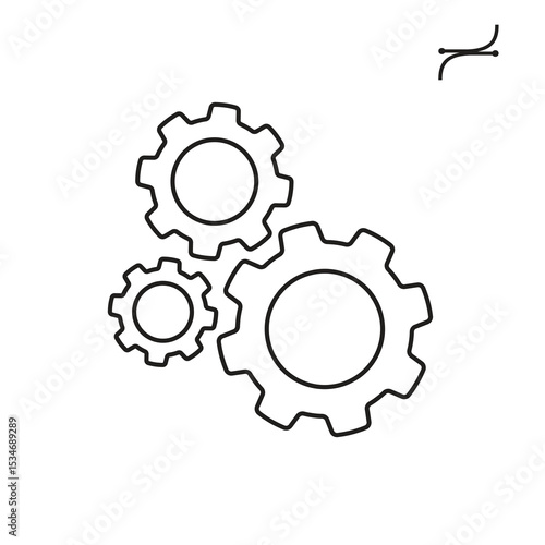 gear icon, cog wheel, engine circle, thin line web symbol on white background