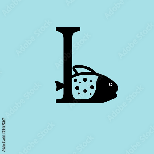 Elegant black fish logo incorporating a curved L