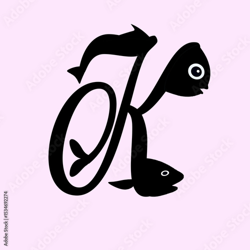 Sleek fish shape forming the letter K in a modern logo.
