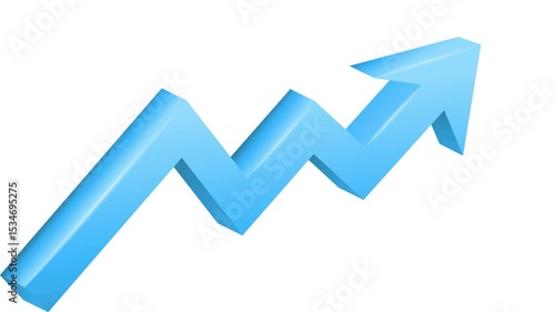Simple 3D Rendered Upward Trending Arrow Indicates Business Growth