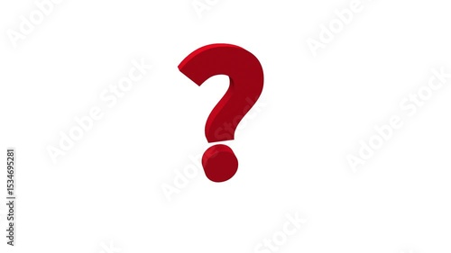 Simple Red Question Mark on White Background, Design Element, zoom and shake