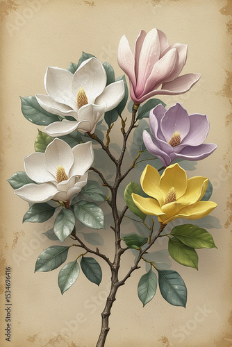 grunge background with flowers