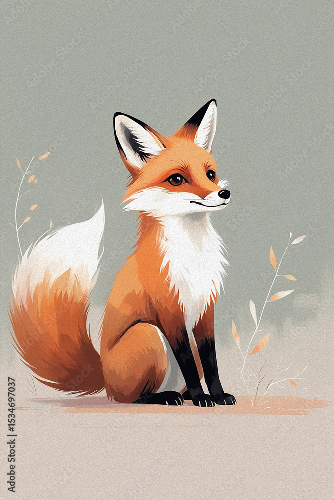 Fototapeta premium red fox with a heart